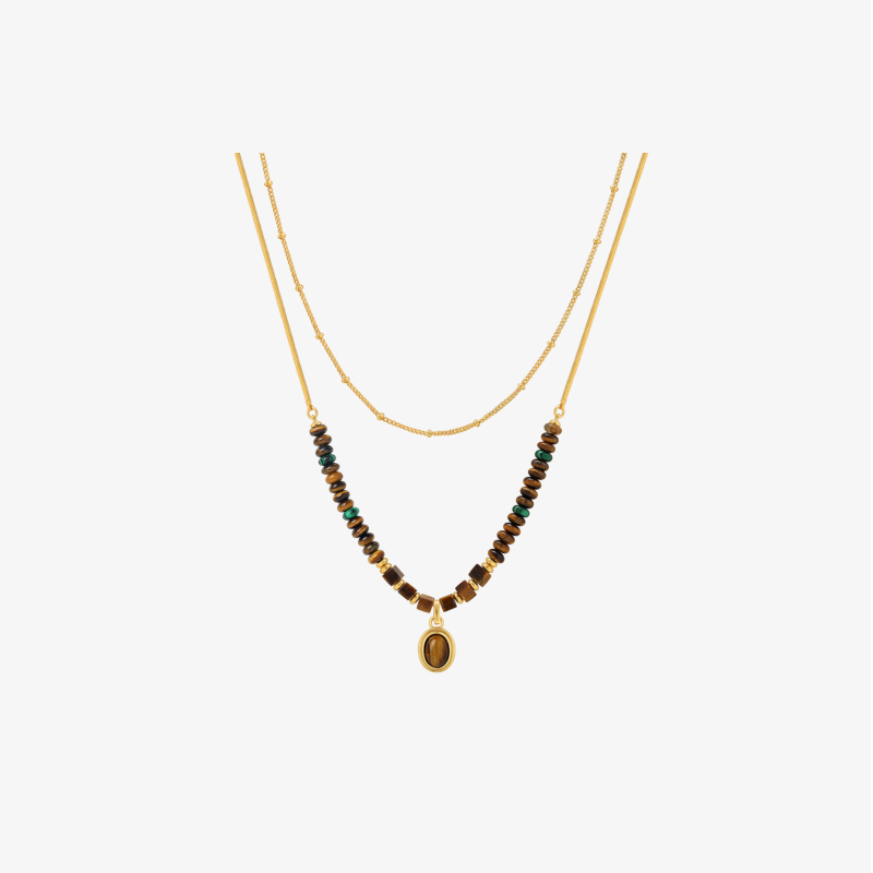 OUBIYABI欧比雅比木星虎眼石项链叠戴毛衣链招财耳环耳饰女生