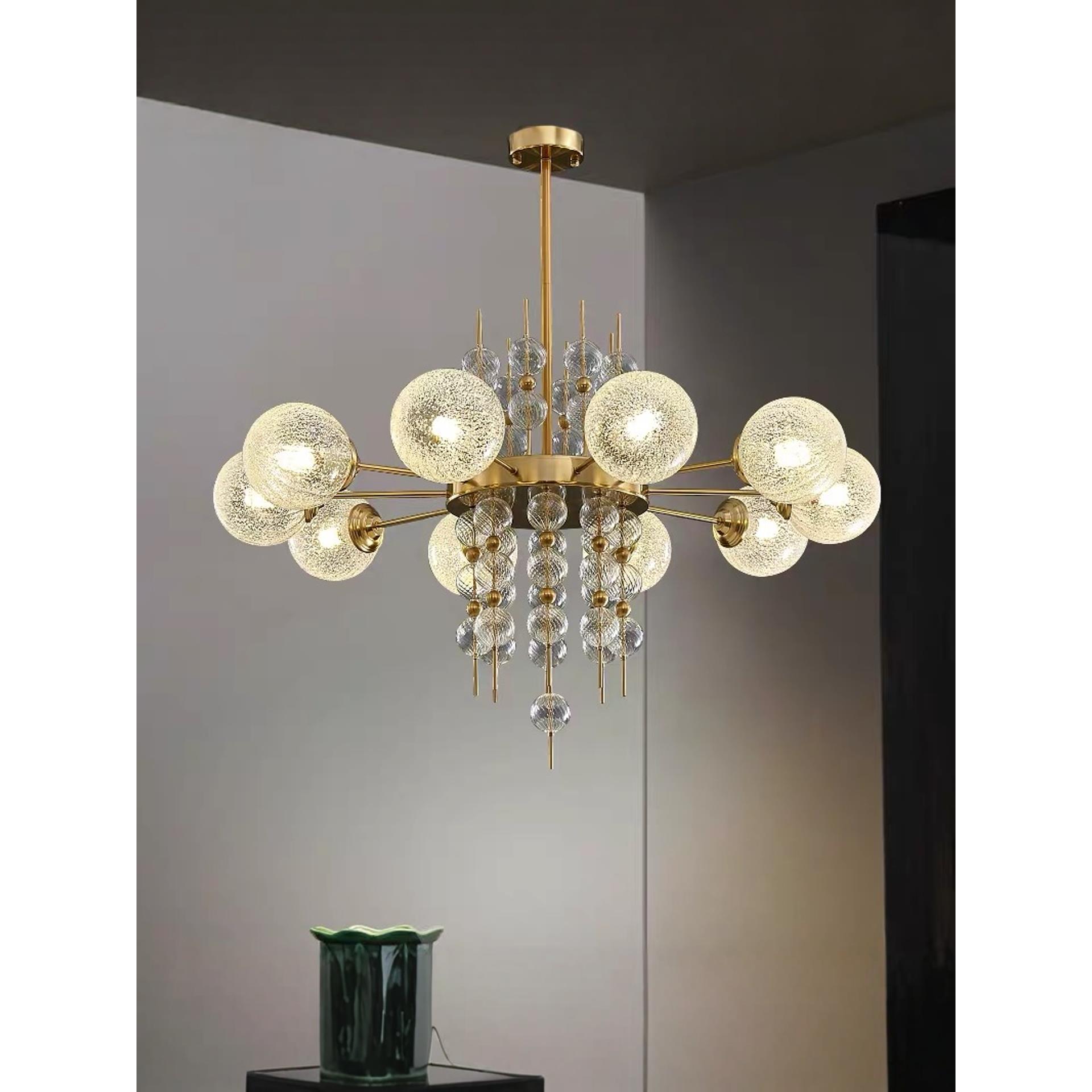 2025新款客厅吊灯意式轻奢创意设计师艺术样板房间卧室玻璃球灯具