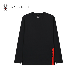 SPYDER蜘蛛户外休闲运动长袖 黑色内搭圆领24CF401M T恤男春秋薄款