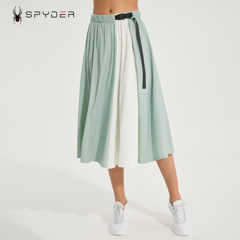 SPYDER蜘蛛半身裙运动女新款显瘦长裙休闲伞裙a字裙23CS536W