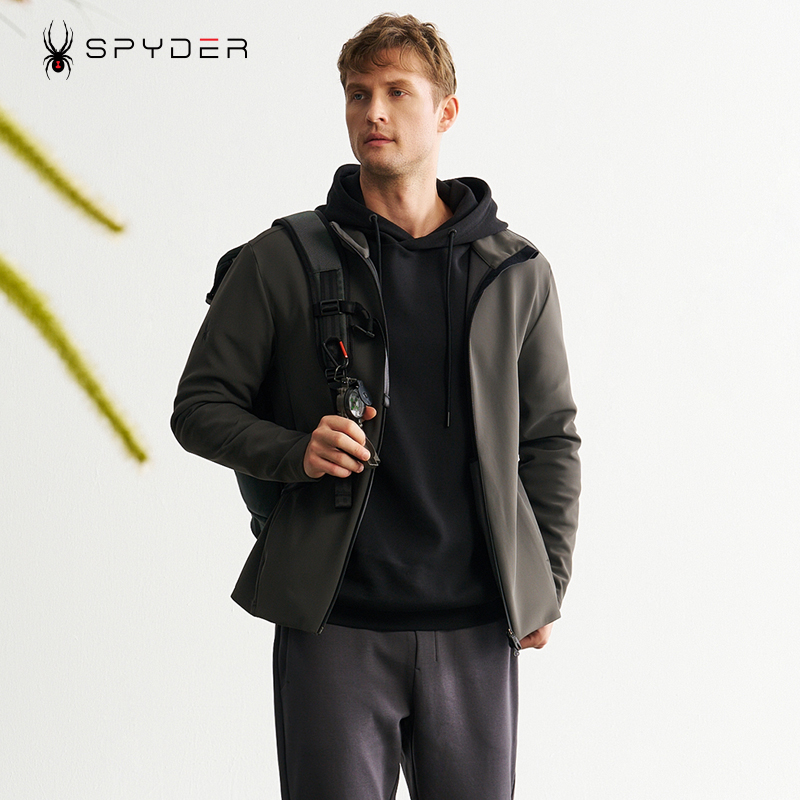 SPYDER蜘蛛新款运动外套男加绒保暖休闲夹克开衫上衣24MF101M