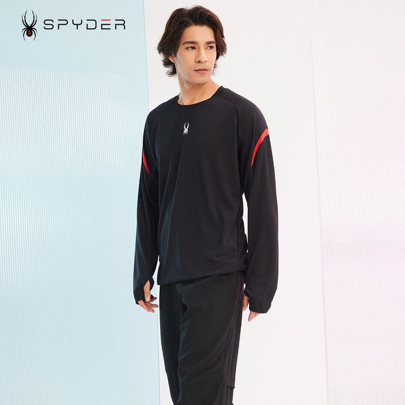 spyder蜘蛛男休闲长袖t恤圆领运动速干上衣打底衫23cs427m