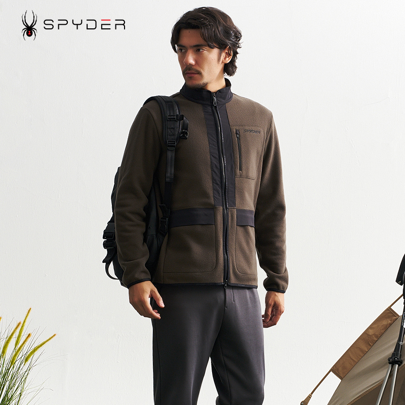 SPYDER蜘蛛户外抓绒衣男新款上衣加厚保暖立领摇粒绒外套24CF143M