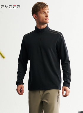 SPYDER蜘蛛秋季长袖t恤男士潮流半拉链立领卫衣休闲男款24CF441M