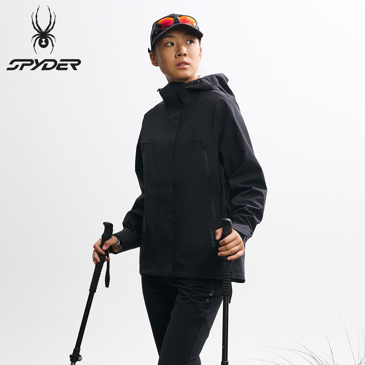 SPYDER蜘蛛单层冲锋衣运动外套女防风防水夹克户外登山服25MF104W