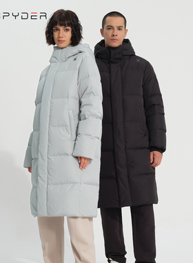 SPYDER蜘蛛羽绒服男女款鹅绒中长羽绒外套连帽潮23EF207U