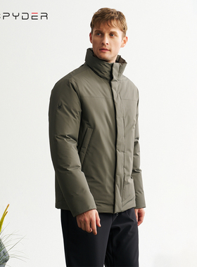 SPYDER蜘蛛新款男士羽绒服立领黑色冬季外套男加厚短款潮24MF203M