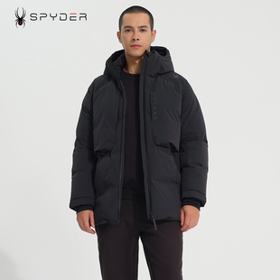 SPYDER蜘蛛鹅绒羽绒服男保暖工装 休闲连帽羽绒外套23CF229M