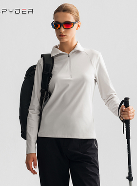 SPYDER休闲运动半拉链卫衣女跑步训练弹力长袖T恤半高领25CS440W