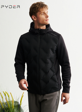 SPYDER蜘蛛羽绒服男白鹅绒轻薄羽绒夹克连帽运动外套潮牌24MF235M