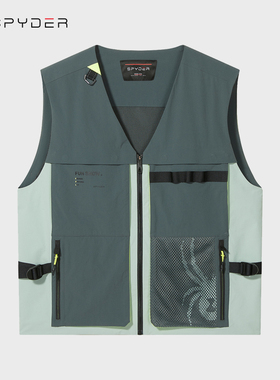SPYDER蜘蛛露营风复古潮牌工装马甲男新款休闲坎肩背心男23CS123M