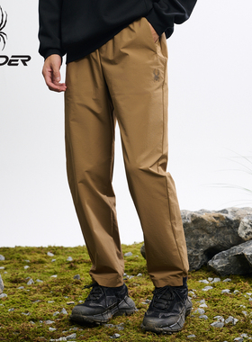 SPYDER蜘蛛秋季运动裤男宽松束脚休闲长裤黑色梭织裤潮流25MF509M