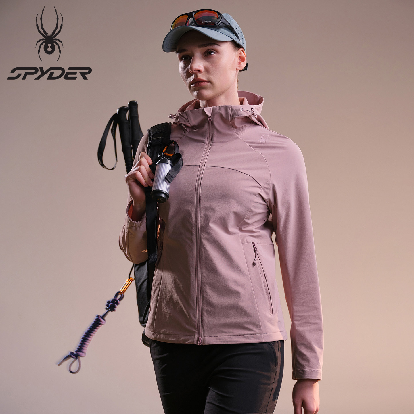 SPYDER蜘蛛26春夏新品女士连帽梭织夹克休闲外套女02JO26121WW