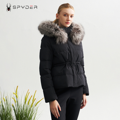 SPYDER蜘蛛羽绒服女短款女士连帽加厚保暖羽绒外套显瘦女24CF240W