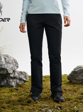 SPYDER蜘蛛25秋季裤子女高腰弹力修身显瘦黑色直筒长裤女25MF510W