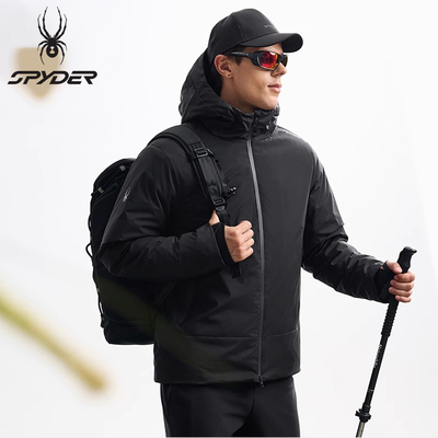 SPYDER蜘蛛羽绒服男士加厚保暖连帽时尚羽绒休闲外套男25MF231M
