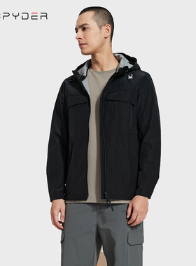 SPYDER蜘蛛新款休闲运动夹克男薄款跑步训练外套弹力快干24MS101M