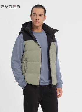 SPYDER蜘蛛马甲男士秋冬羽绒潮流时尚外套加厚保暖拼色23CF223M