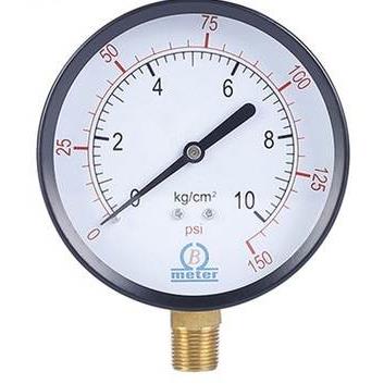 英文版径向气压表水压表Y-75/Y-100 0-10KG锅炉压力表3/8PT全规格