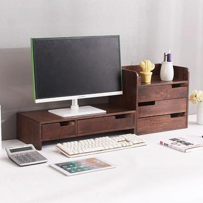 实木电脑增高架办公桌显示器抬高架桌面抽屉式收纳盒多层抽屉式柜