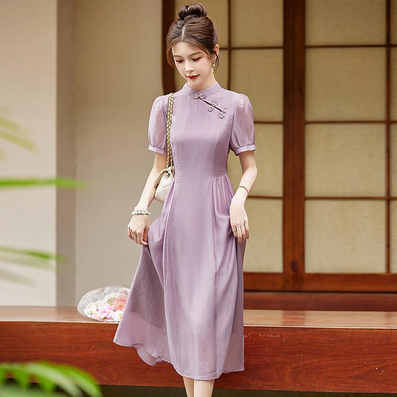 改良旗袍连衣裙女2024年夏季新款高级感气质新中式国风年轻款少女