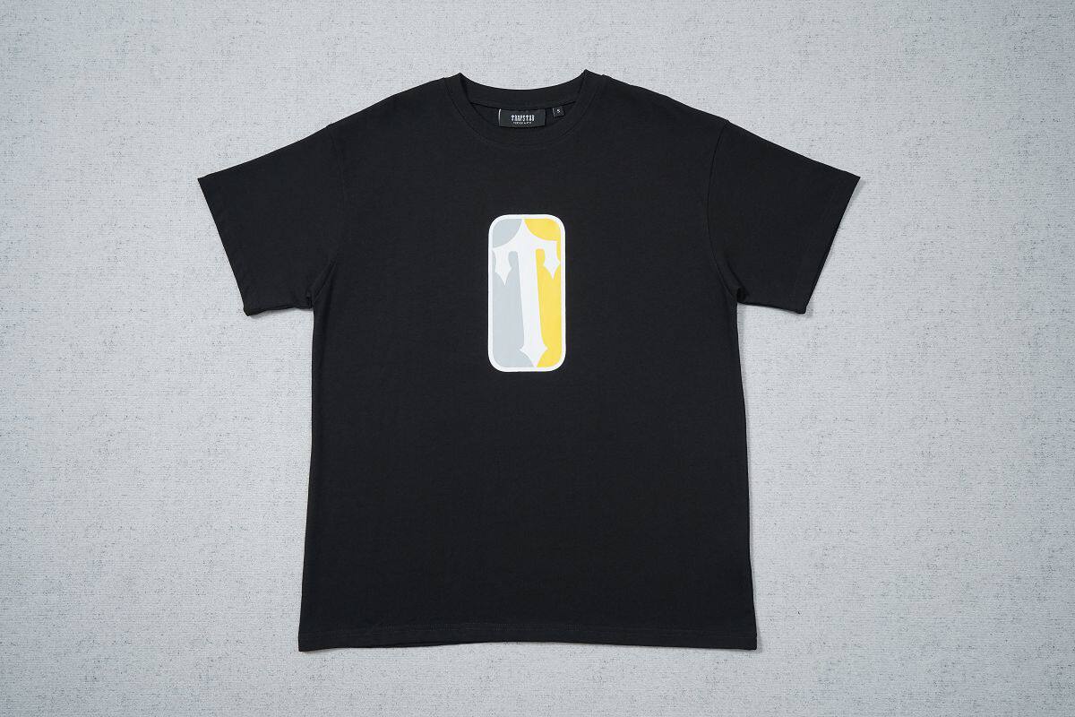 thumbnail for TR Short Sleeve Black Tilted Big T Blue Yellow