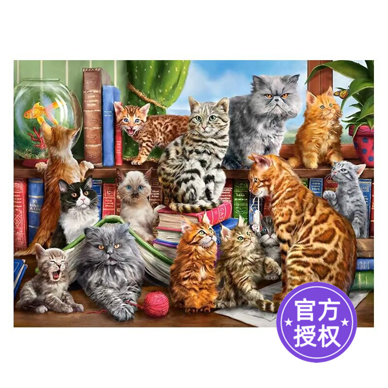 现货Castorland书架上的猫2000片