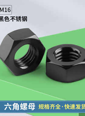 黑色304不锈钢六角螺母M1.6M2M2.5M3M3.5M4M5M6M8M10M12M14M16