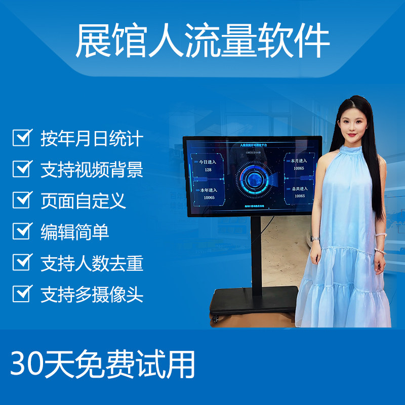 展馆人流量统计软件 按年月日 人数去重 支持多摄像头 可直连电脑