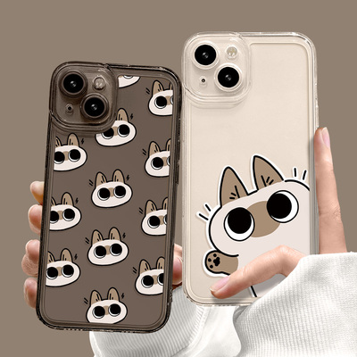 创意小猫可爱卡通苹果透明手机套
