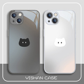 情侣手机壳适用苹果17promax简约16猫咪iPhone14plus高级感13 15小众12超火11华为xs新款 vivo金属漆玻璃8小米