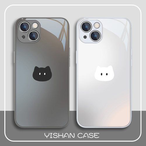 适用苹果情侣猫咪手机壳简约全包