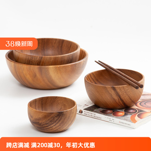 相思木碗大小号进口级日式木碗木钵整木海碗创意餐具美食摄影道具