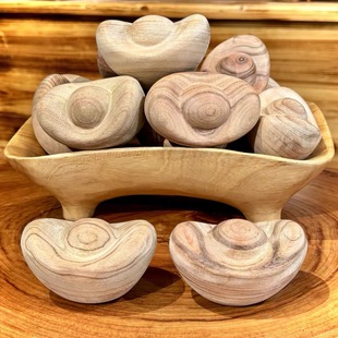 香樟木原木风黄金万两元宝钵满盆满摆件尺寸10-7-6单个