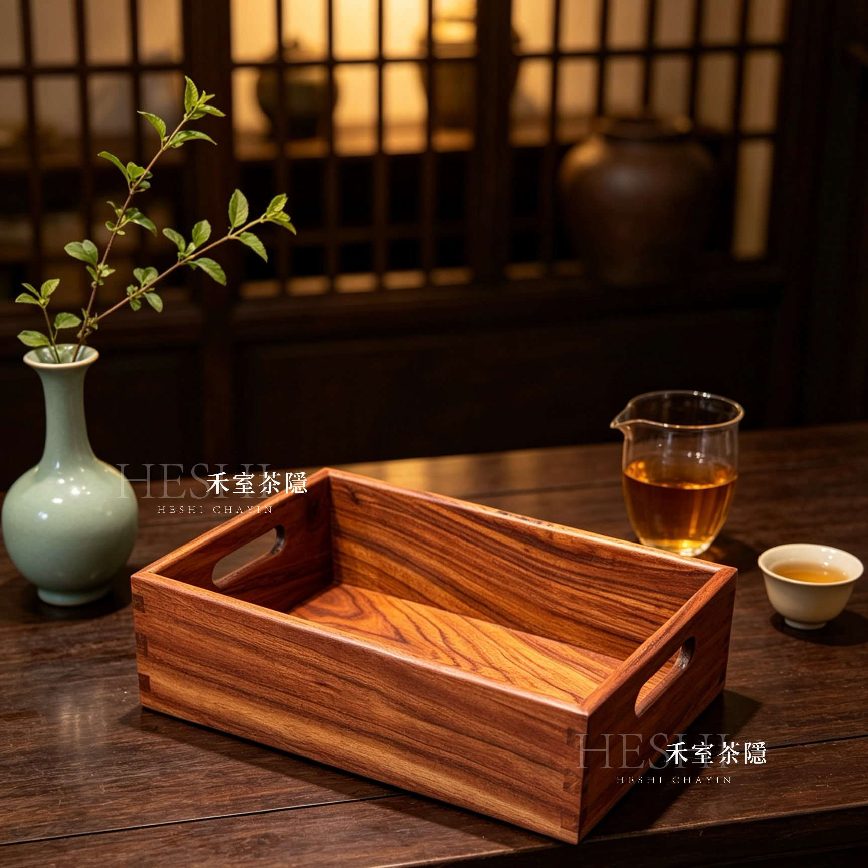 30*20*10 香樟木桌面收纳盒化妆品杂物整理盒子零食收纳置物盒