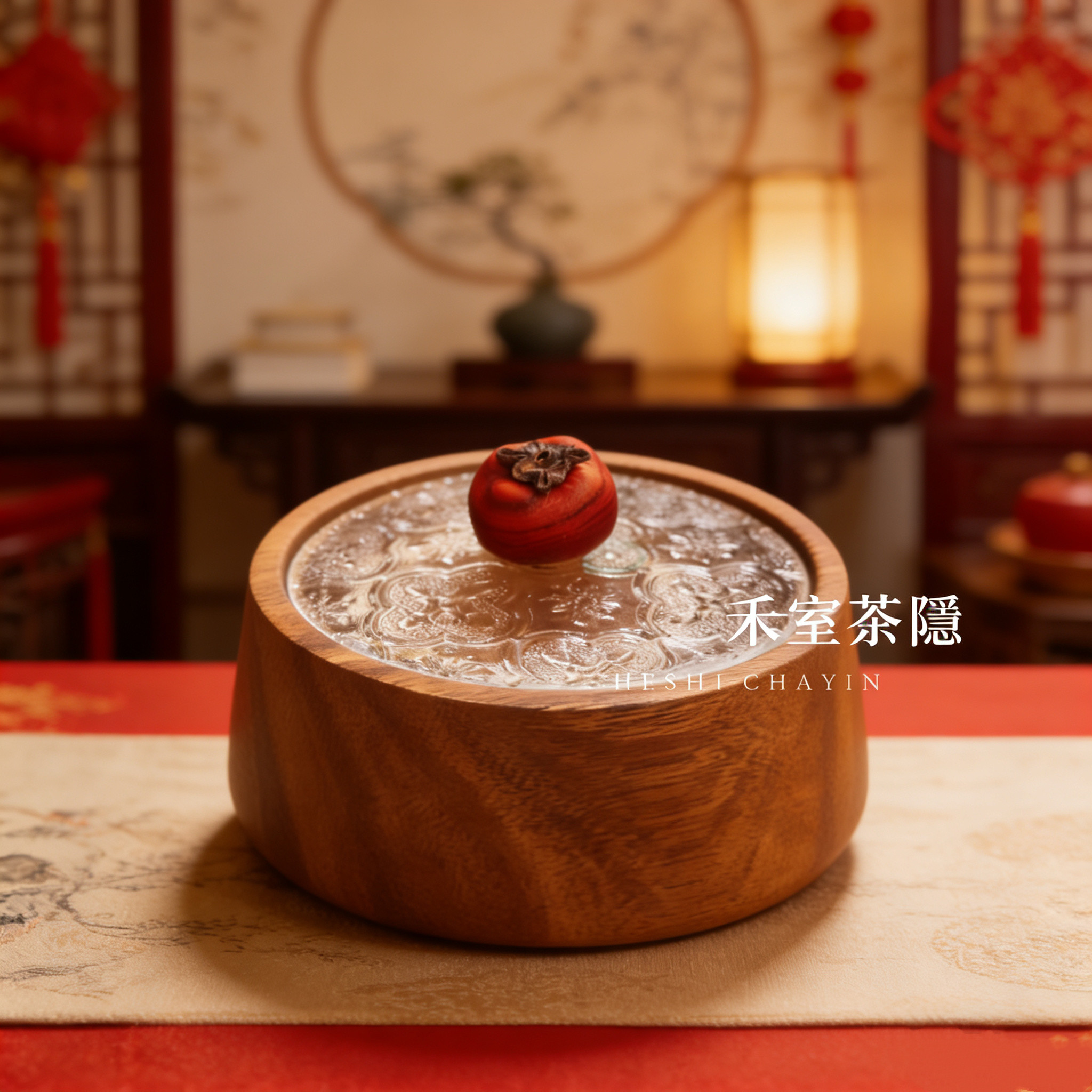 南美胡桃木柿柿如意玻璃果盒小水果干果客厅家用实木ins风零食碗