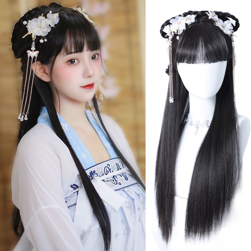 百搭假发女长发一体式汉服造型长直发可扎古风古装造型全头套式