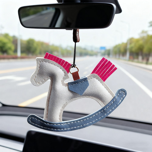 马上有钱汽车挂件皮革创意可爱