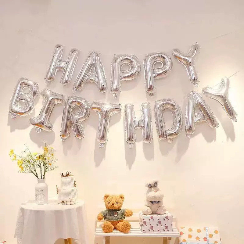 生日快乐英文字母布置铝膜气球儿童派对场景装饰品happybirthday