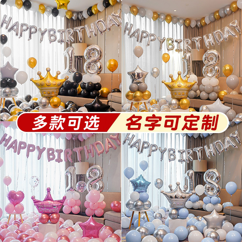 18岁生日快乐装饰品派对场景男孩女孩气球布置高级氛围感背景墙30