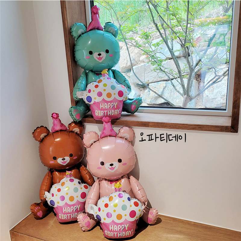 小熊铝膜气球儿童蛋糕卡通可爱动物拍照道具生日装饰场景布置