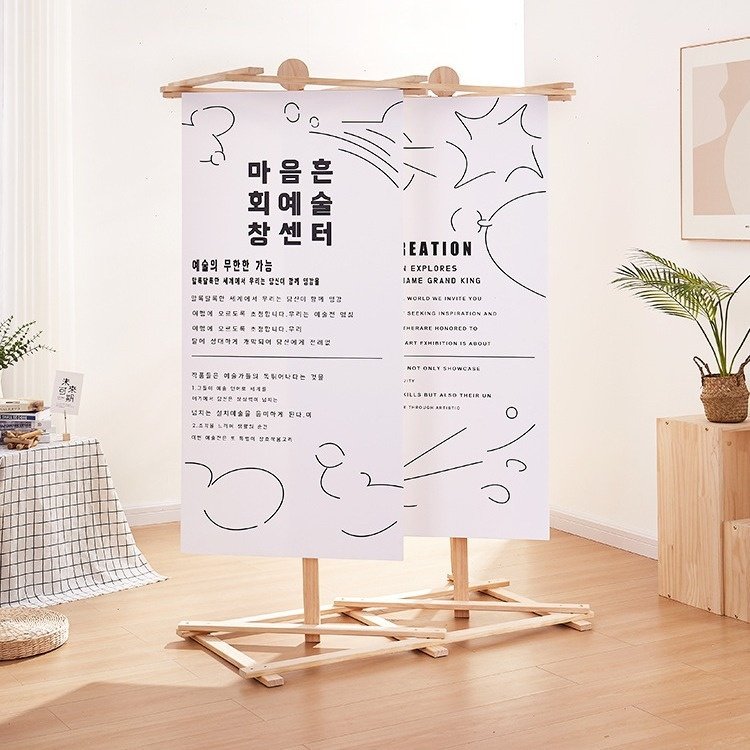 展示架宣传展会实木门型展会活动海报kt板支架立式落地式展架