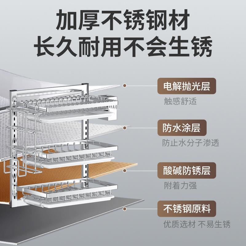 壁挂式不锈钢碗架厨房置物架免打孔碗筷盘子碗碟沥水架墙上多功能