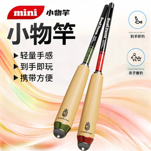 新款 小物溪流竿迷你超轻户外儿童鱼竿全套微物便携手竿小物钓套装