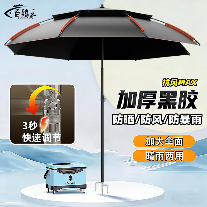 2026新款钓鱼伞户外野钓专用钓鱼遮阳伞加厚防晒防暴雨拐杖大钓伞