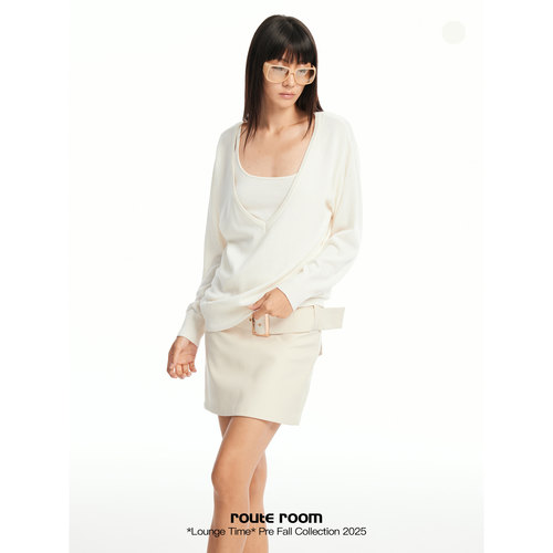 routeroom大V领针织衫背心套装