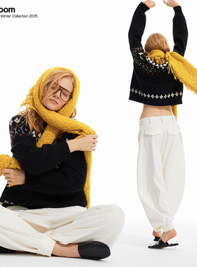 route room *银杏*不规则粗针手工编织羊毛流苏围巾