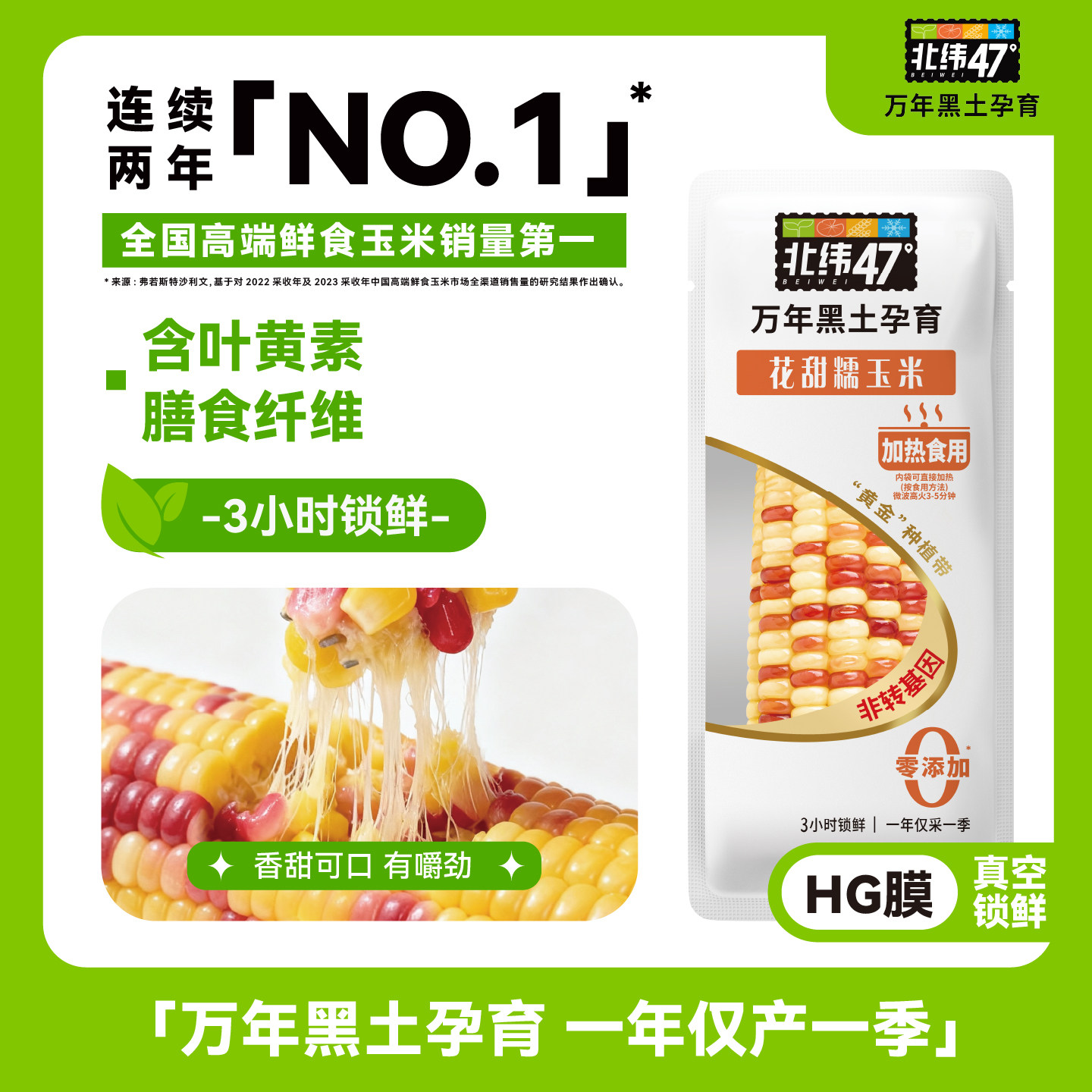北纬47度玉米新鲜花甜糯东北黑龙江糯玉米真空包装软糯新鲜糯玉米