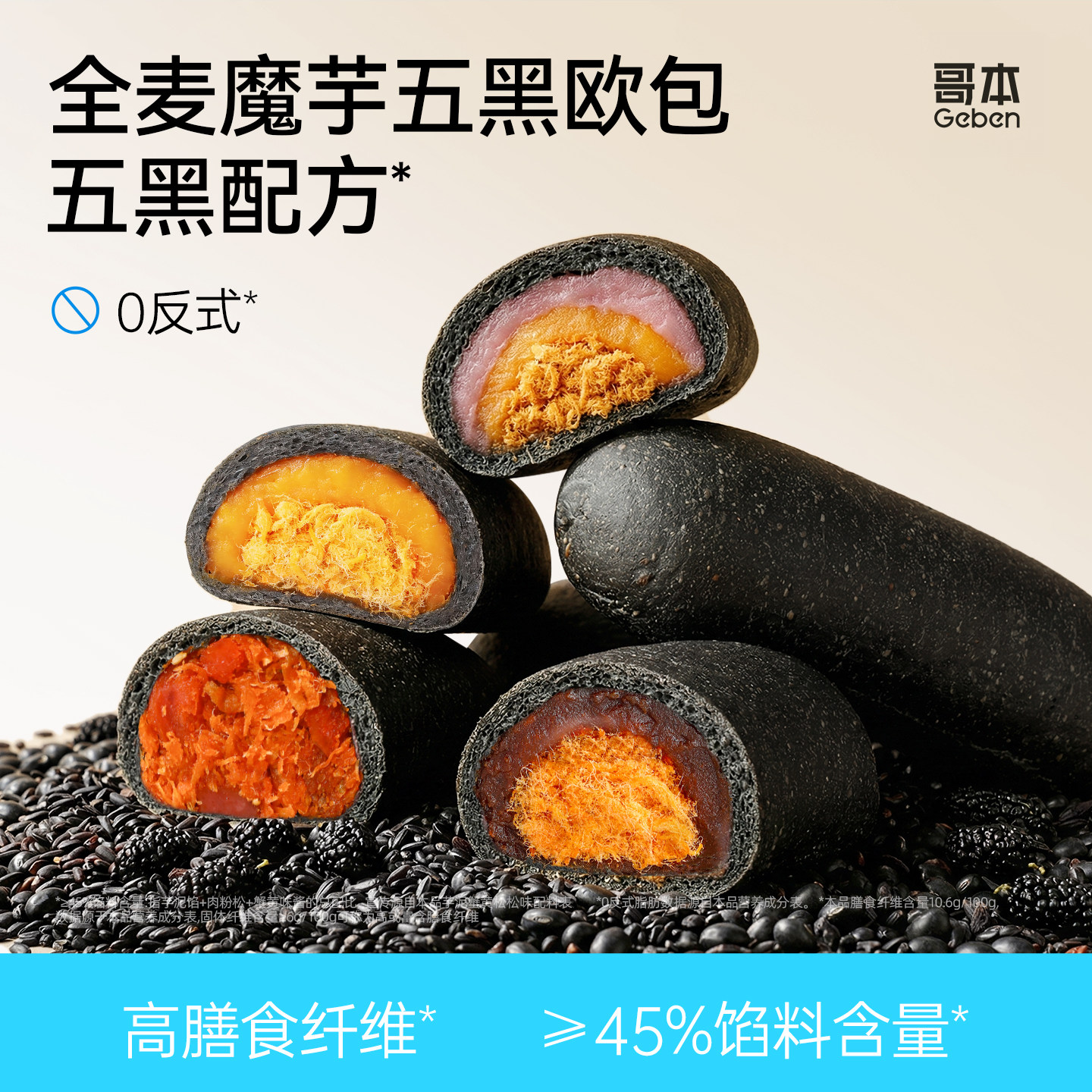 魔芋五黑欧包饱腹代餐主食