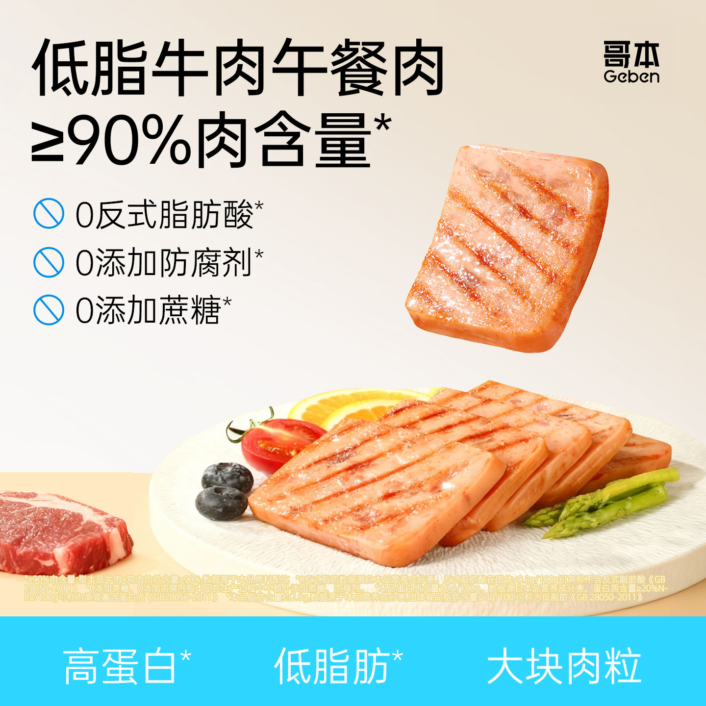 低脂牛肉午餐肉饼鸡胸肉饼健身低减早午代餐解馋卡即食夜宵主零食
